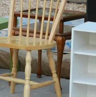 Wooden side table with glass top